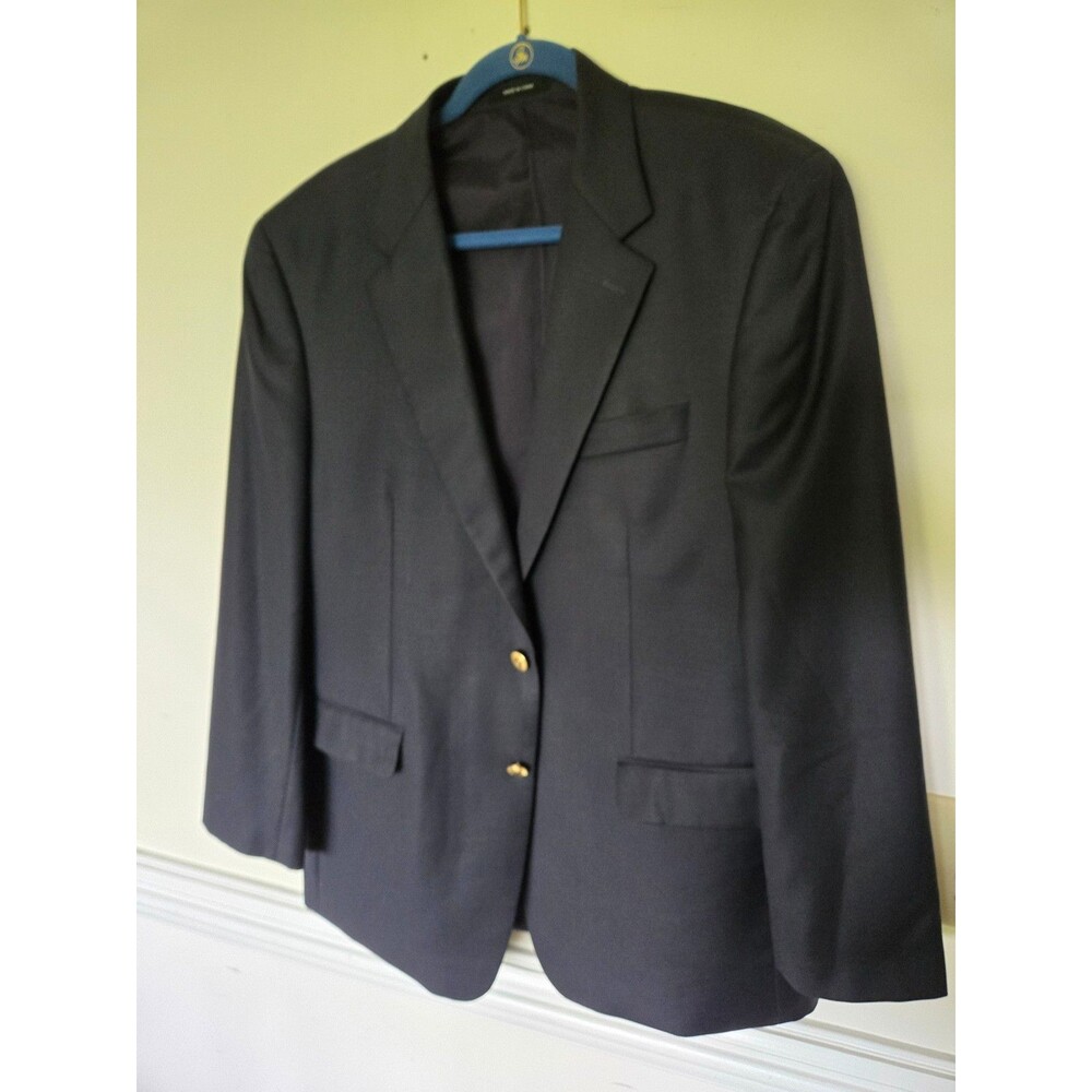 Ralph  Lauren For Macy's Blazer Gold Button Wool Navy Blue Blazer  size 43R